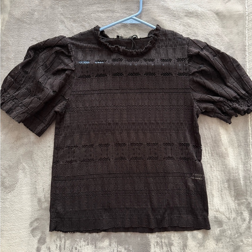 Zara Dark Lace Ruffle Top